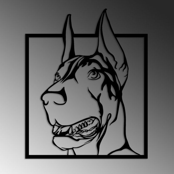 Wallity Doberman Escultura de pared de metal negra